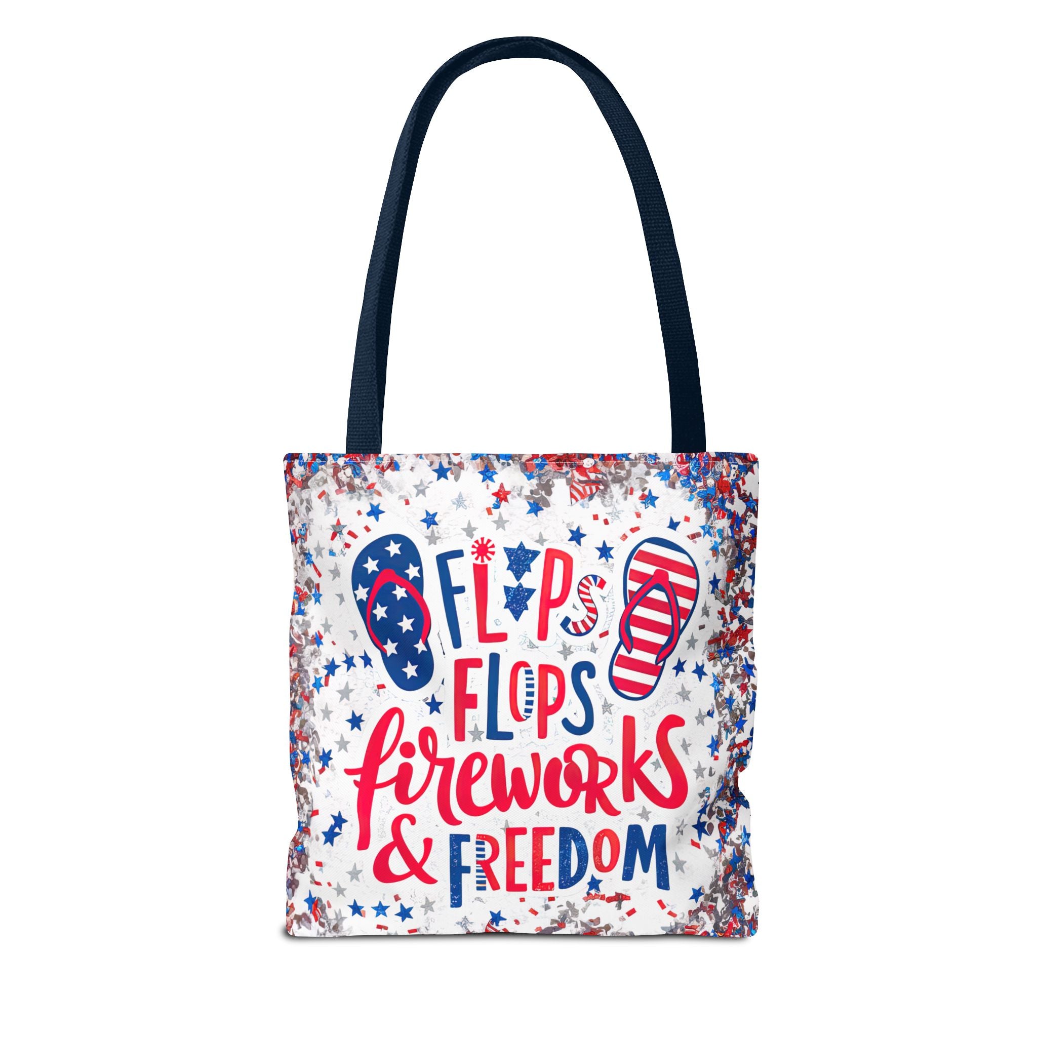 Patriotic Tote Bag - Flip Flops Fireworks USA Flag Beach Shopper (4th of July)