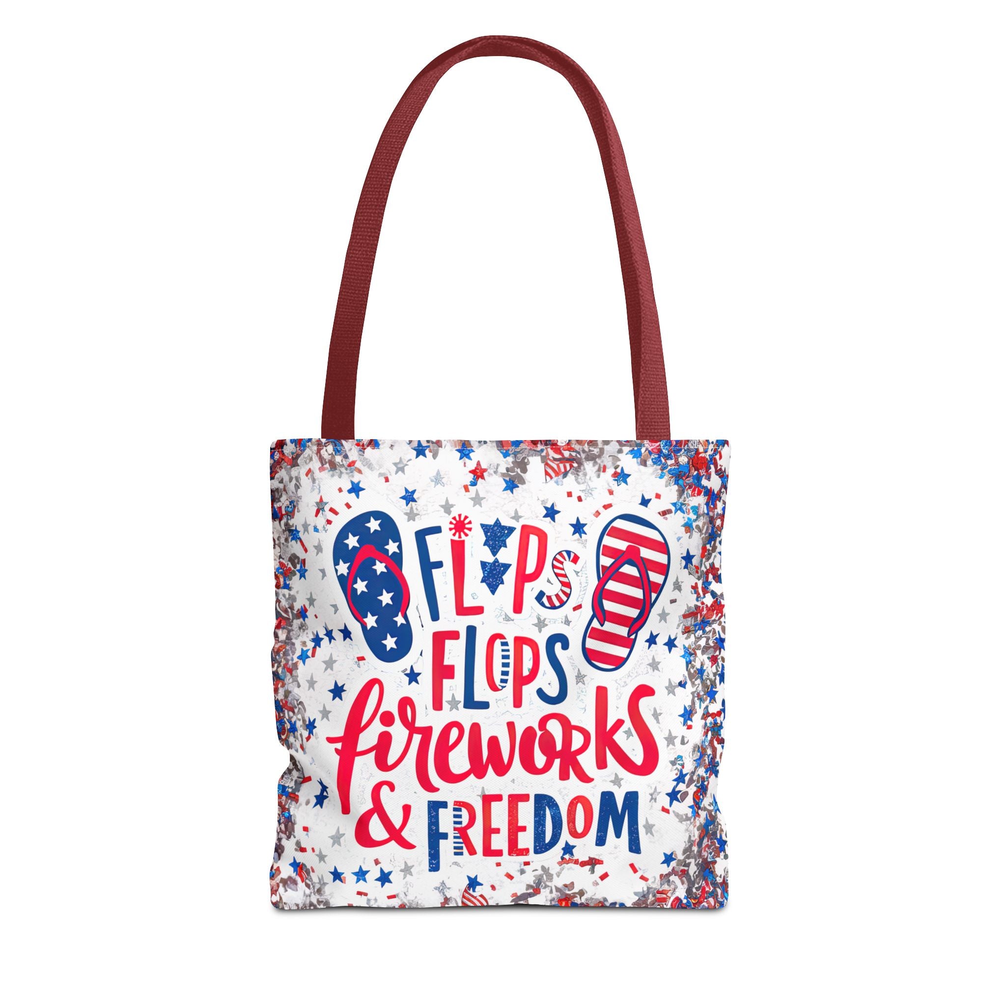 Patriotic Tote Bag - Flip Flops Fireworks USA Flag Beach Shopper (4th of July)