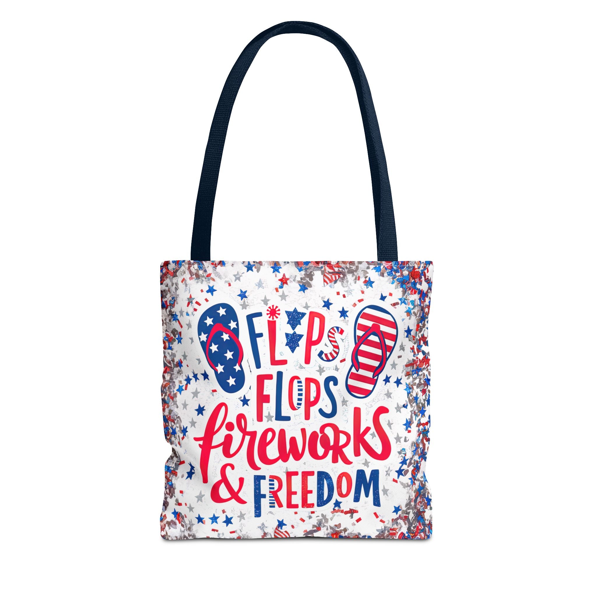 Patriotic Tote Bag - Flip Flops Fireworks USA Flag Beach Shopper (4th of July)