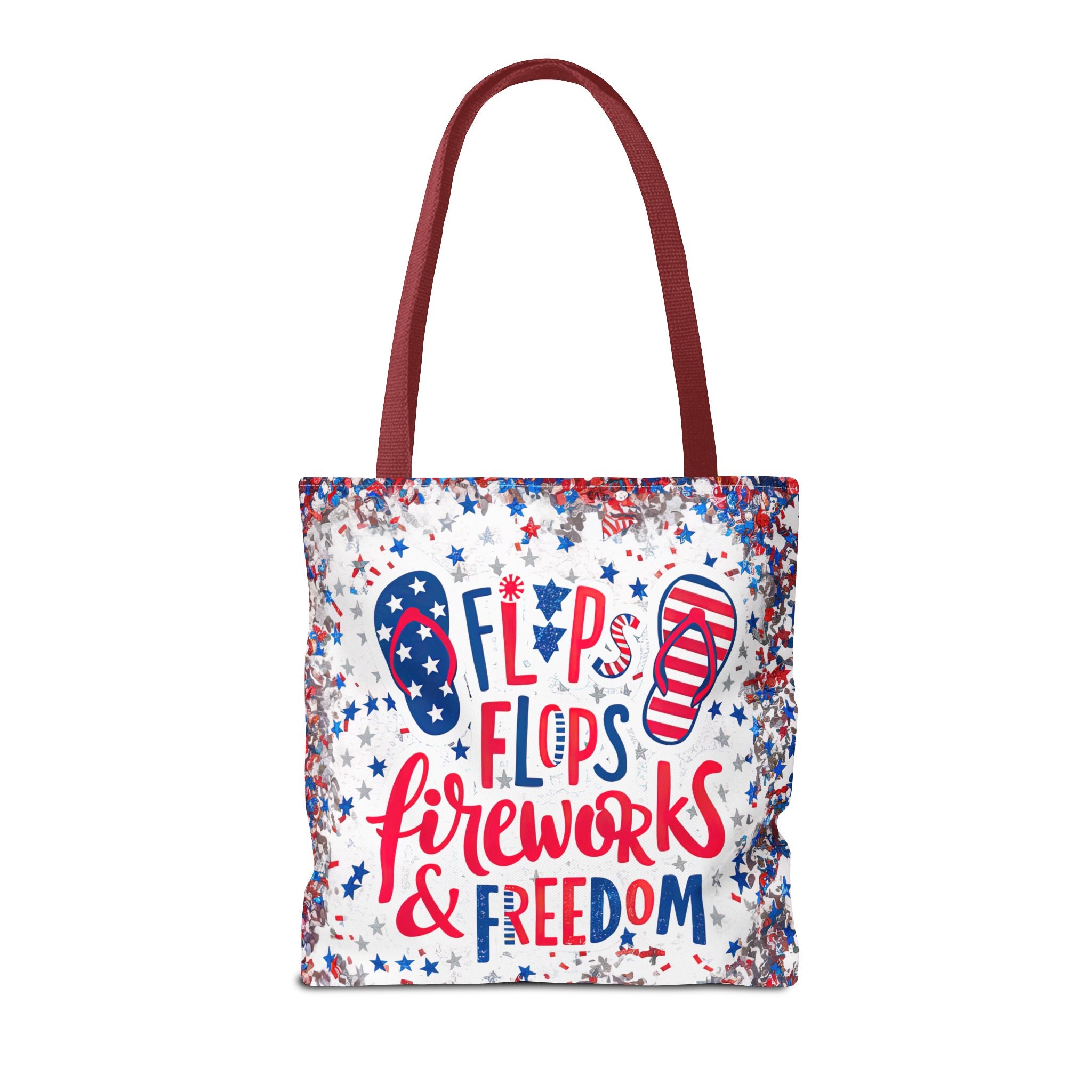 Patriotic Tote Bag - Flip Flops Fireworks USA Flag Beach Shopper (4th of July)