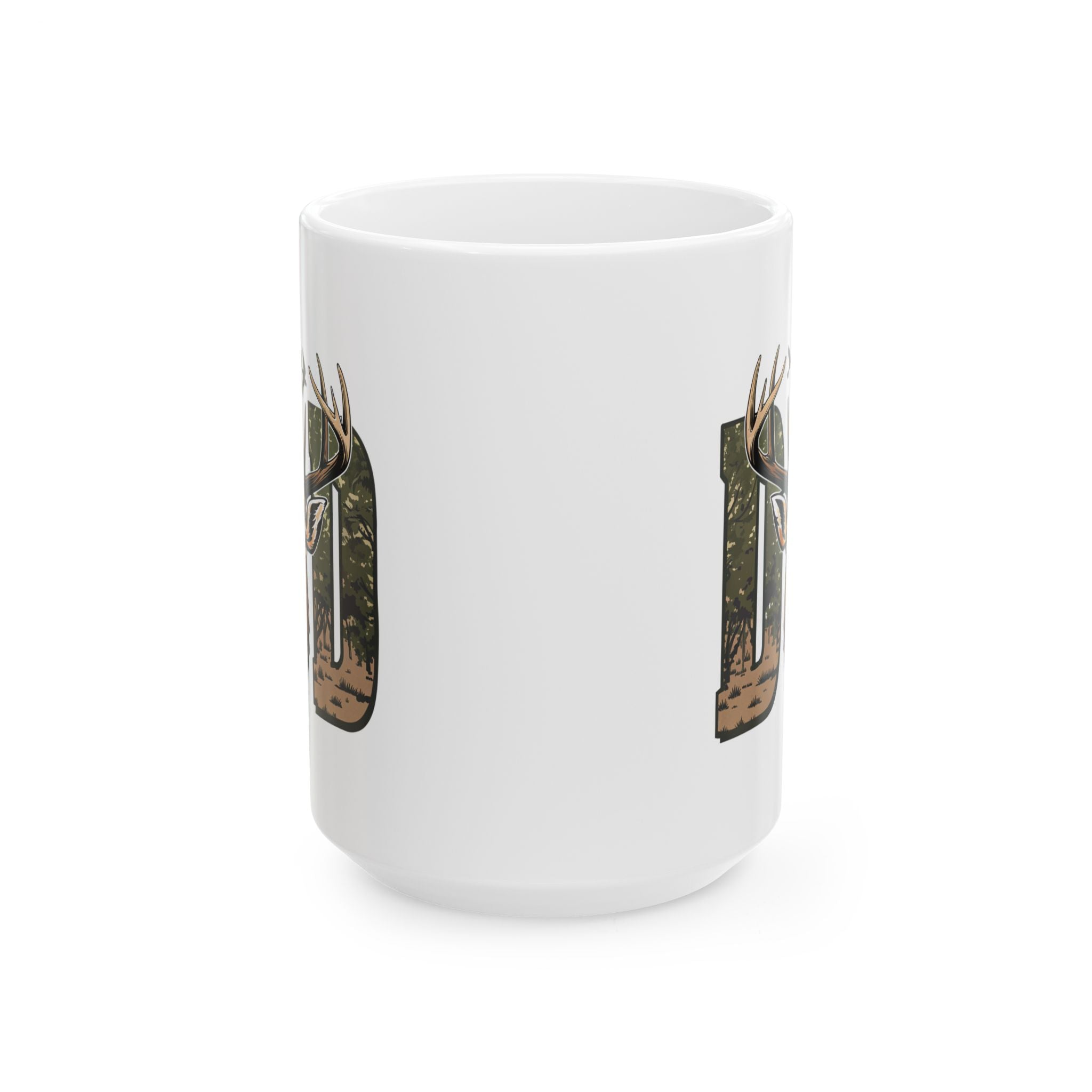 Deer Antler Camouflage Ceramic Mug — Hunting Lodge Coffee Cup (11oz, 15oz)