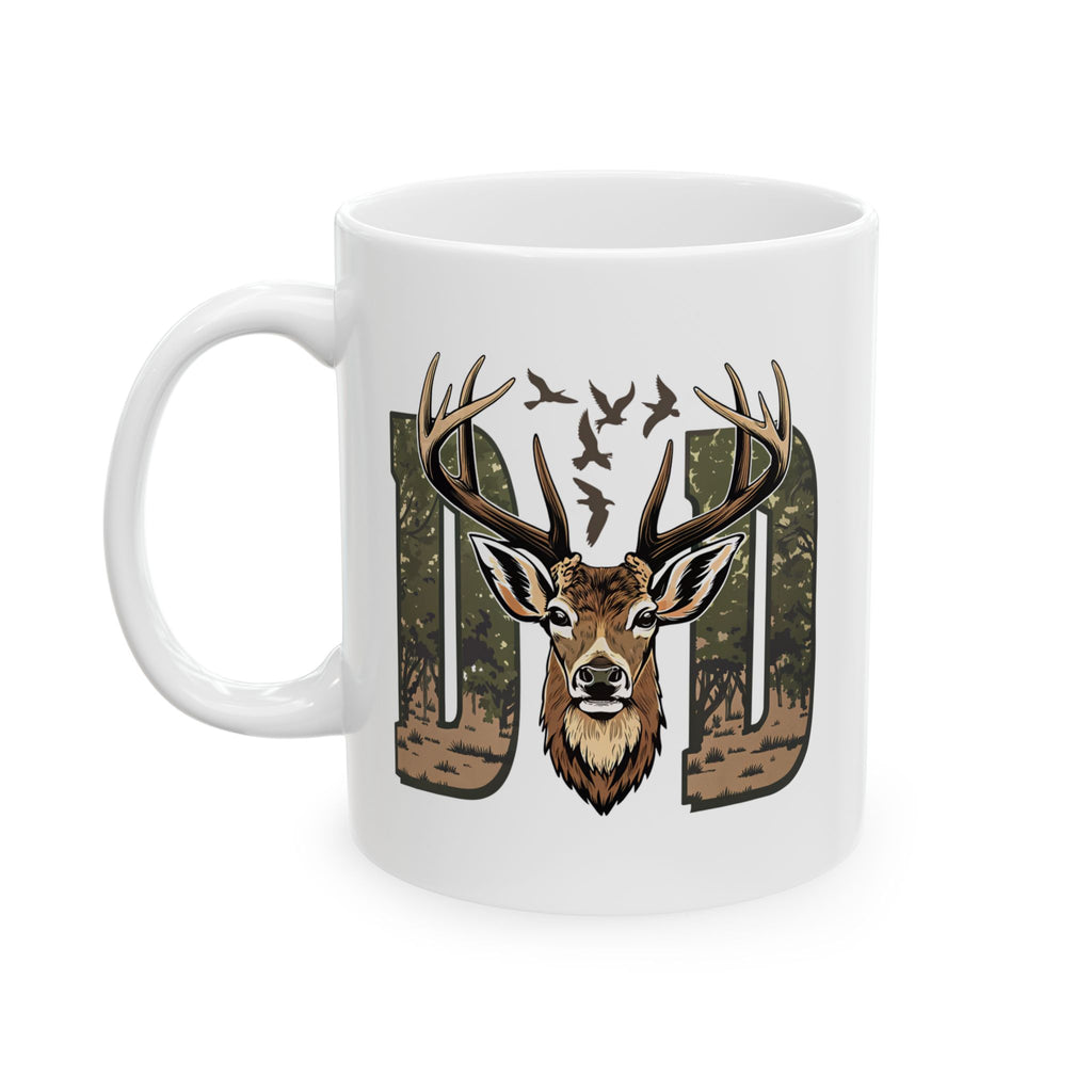 Deer Antler Camouflage Ceramic Mug — Hunting Lodge Coffee Cup (11oz, 15oz)