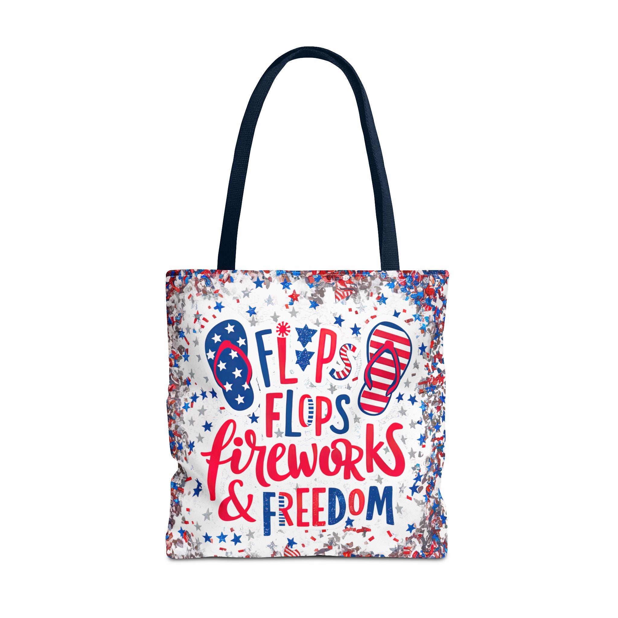 Patriotic Tote Bag - Flip Flops Fireworks USA Flag Beach Shopper (4th of July)