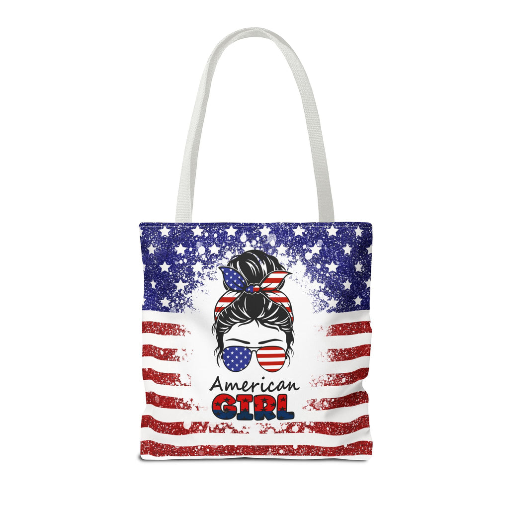 American Girl Tote Bag - Patriotic USA Flag Sunglasses & Hair Bow Beach Shopper (4th of July)