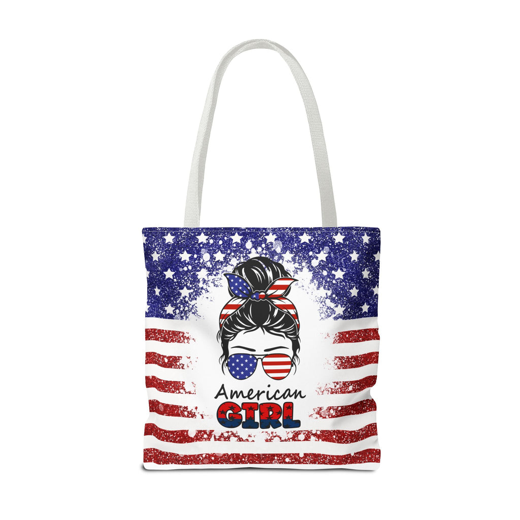 American Girl Tote Bag - Patriotic USA Flag Sunglasses & Hair Bow Beach Shopper (4th of July)