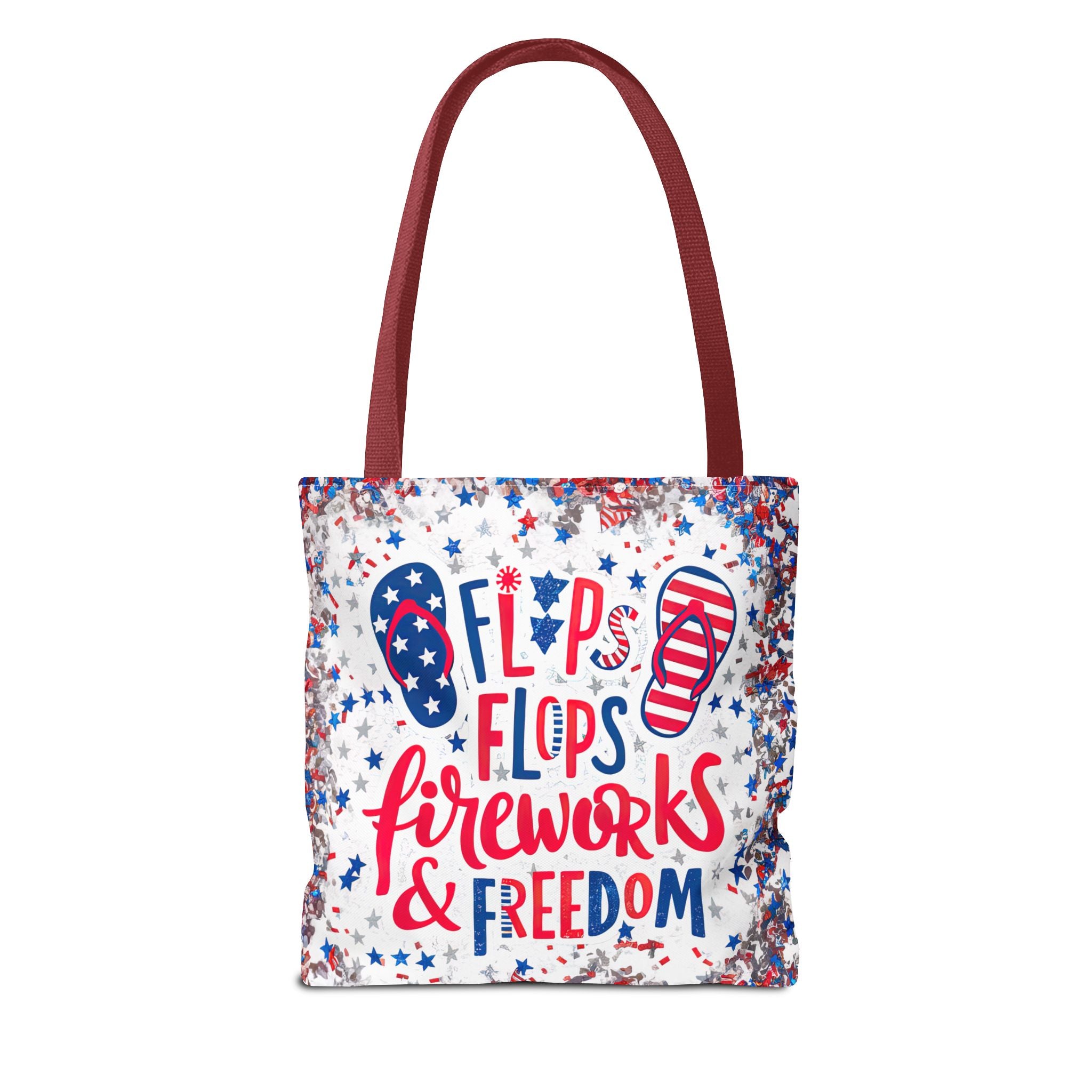 Patriotic Tote Bag - Flip Flops Fireworks USA Flag Beach Shopper (4th of July)