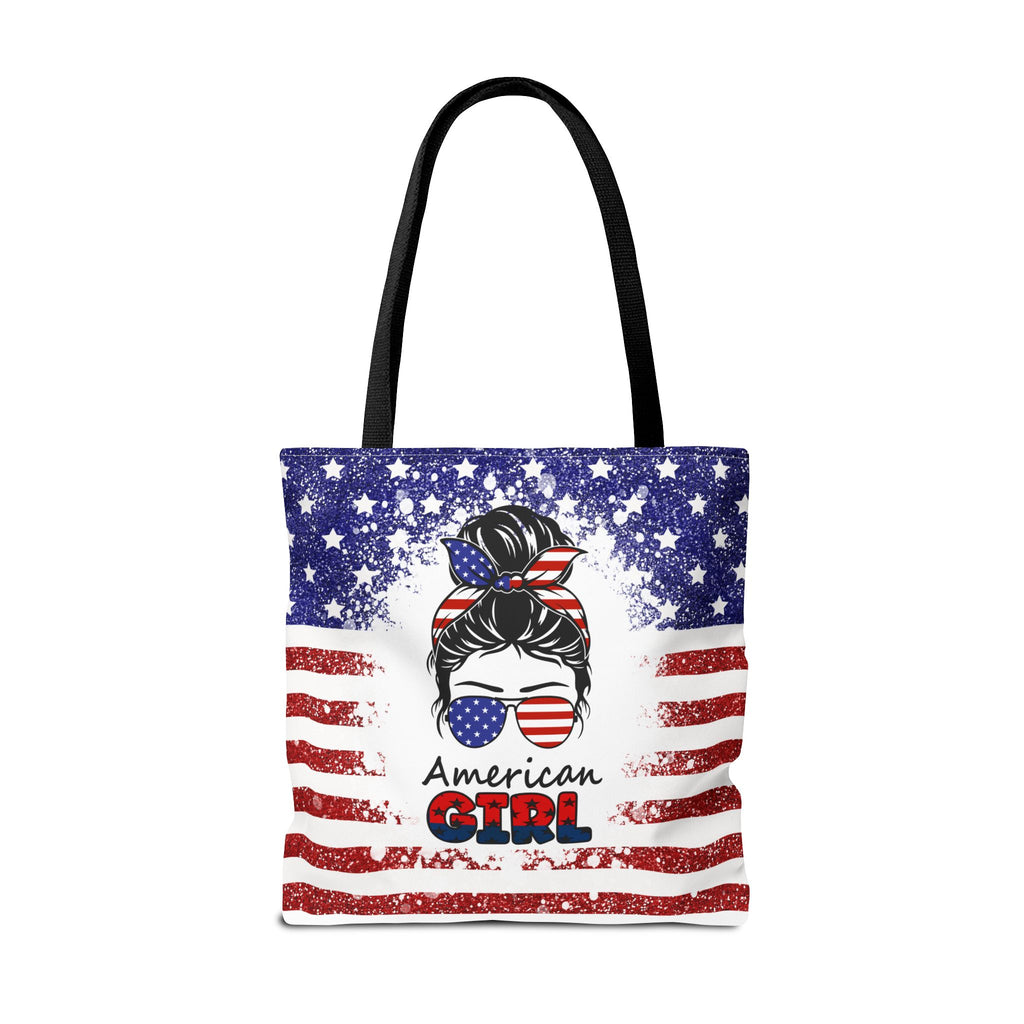 American Girl Tote Bag - Patriotic USA Flag Sunglasses & Hair Bow Beach Shopper (4th of July)