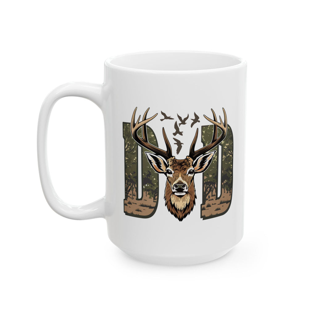 Deer Antler Camouflage Ceramic Mug — Hunting Lodge Coffee Cup (11oz, 15oz)