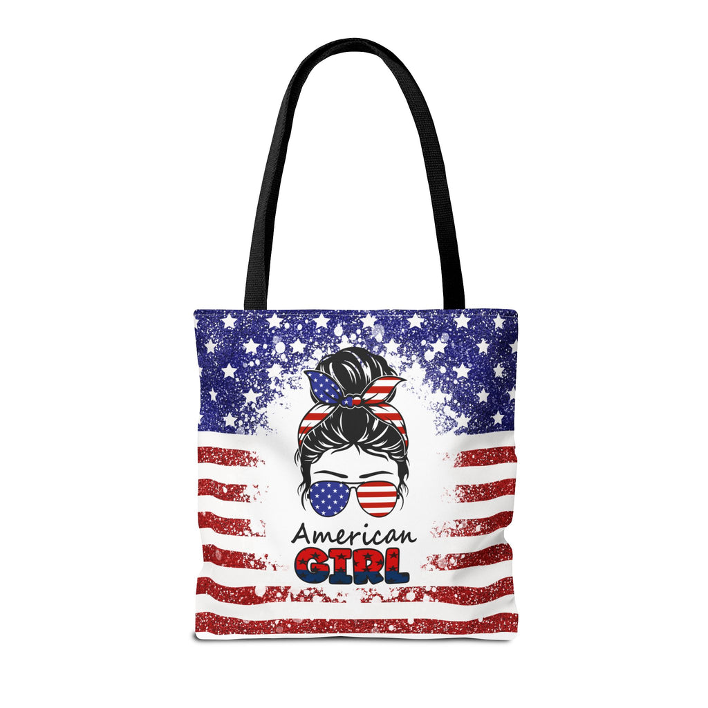 American Girl Tote Bag - Patriotic USA Flag Sunglasses & Hair Bow Beach Shopper (4th of July)