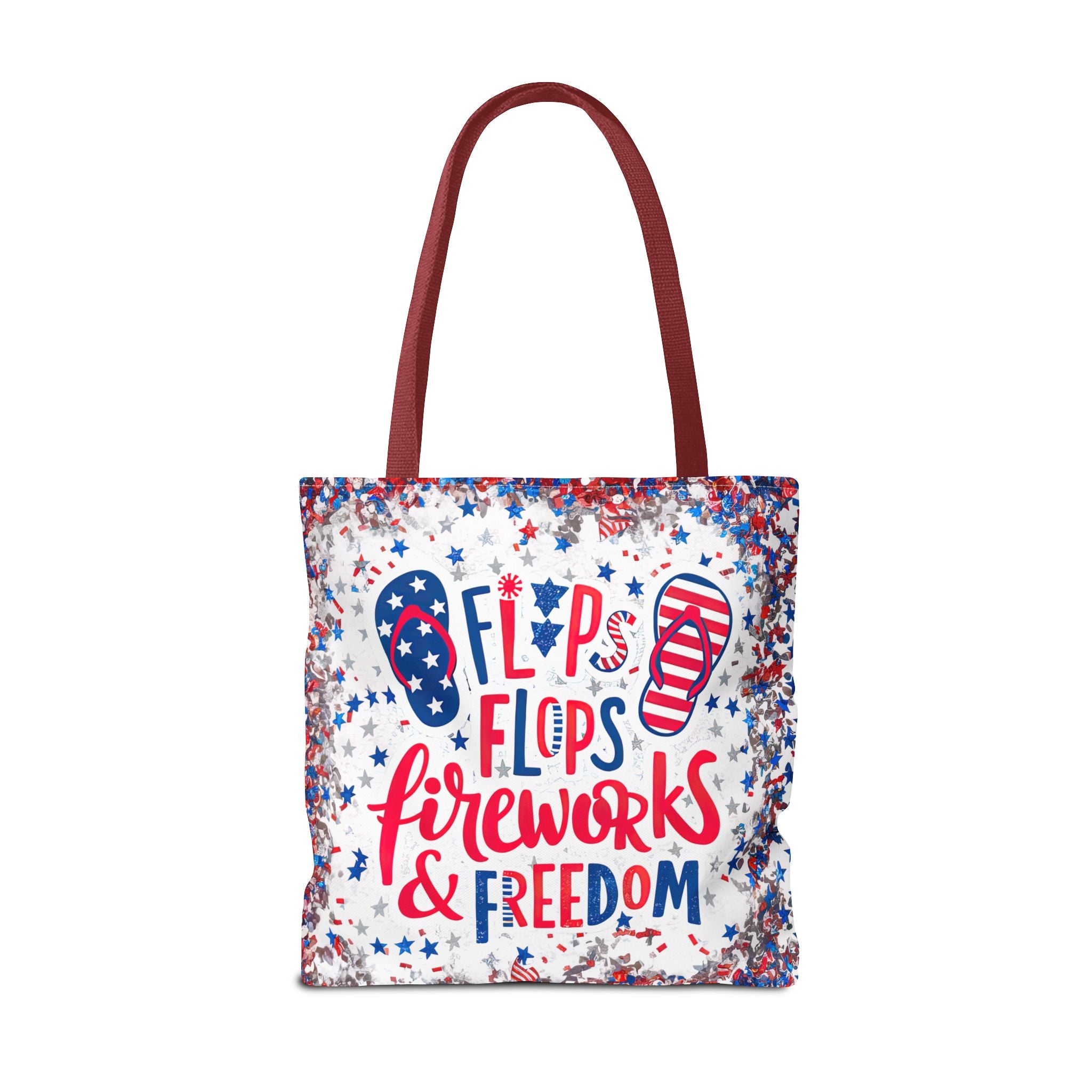 Patriotic Tote Bag - Flip Flops Fireworks USA Flag Beach Shopper (4th of July)