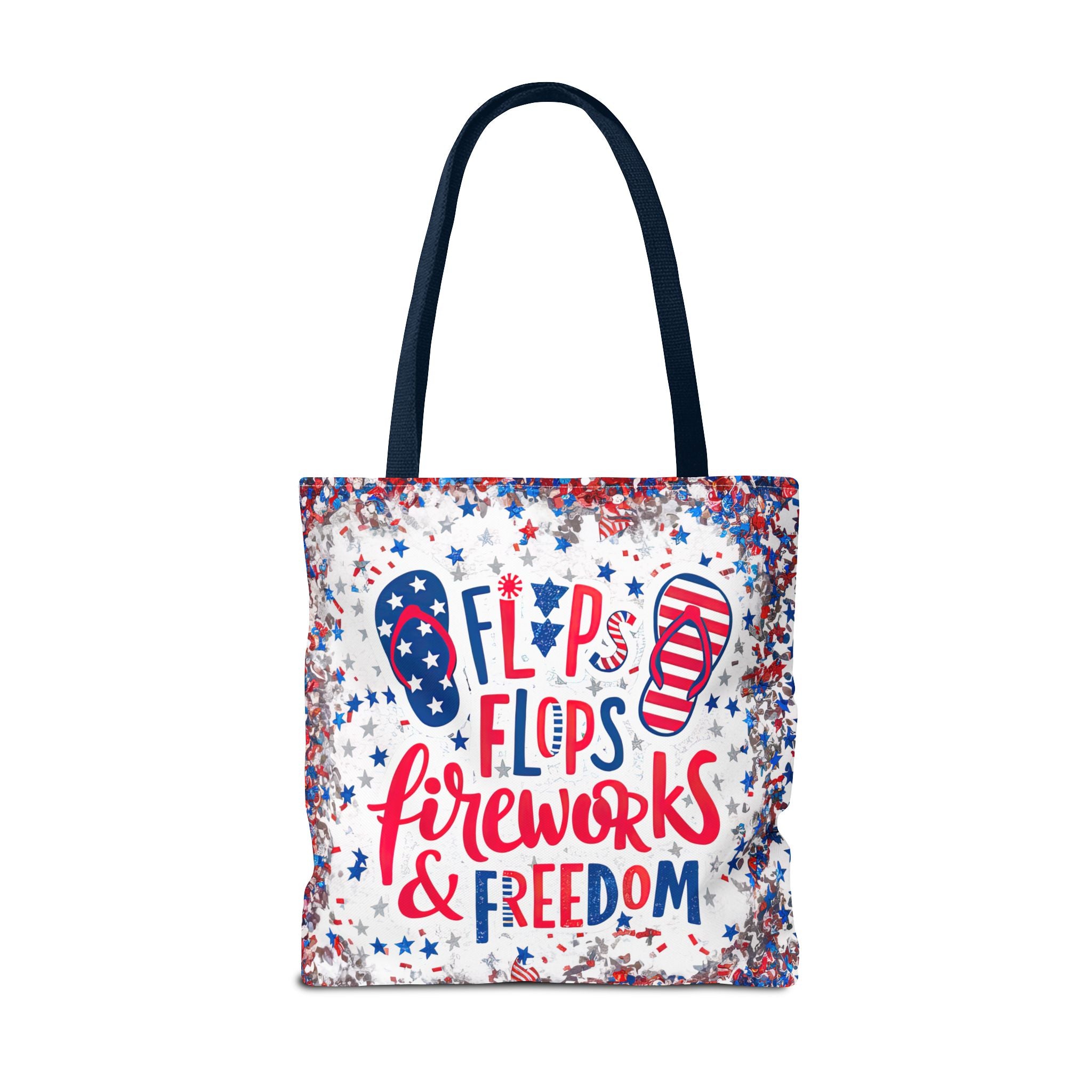 Patriotic Tote Bag - Flip Flops Fireworks USA Flag Beach Shopper (4th of July)