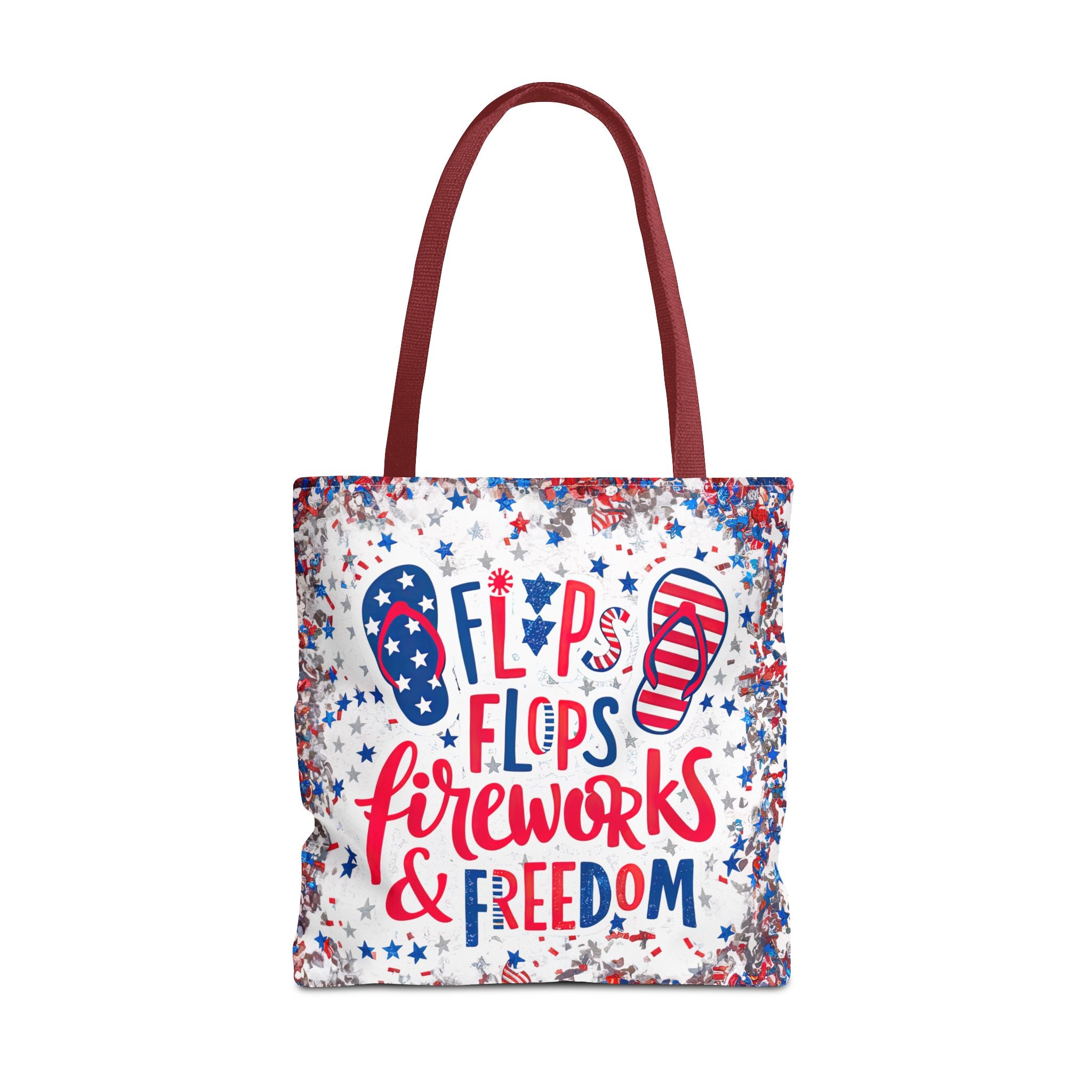 Patriotic Tote Bag - Flip Flops Fireworks USA Flag Beach Shopper (4th of July)